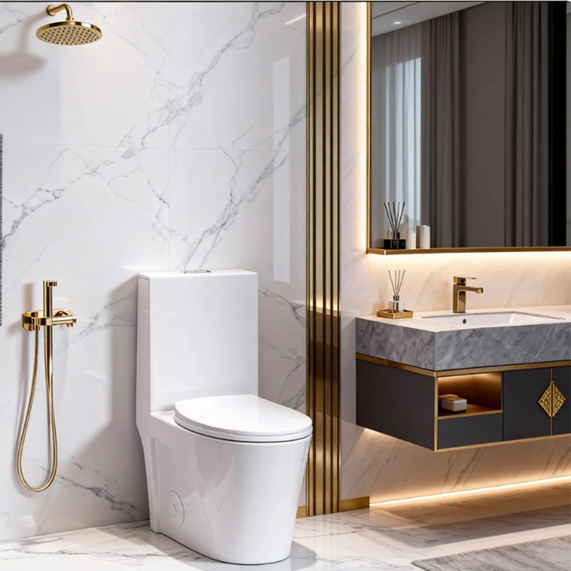 Toilette allongée une pièce à double chasse 1,1 / 1,6 GPF avec siège Comofrt ADA (siège à fermeture en douceur inclus) - option 4 couleurs