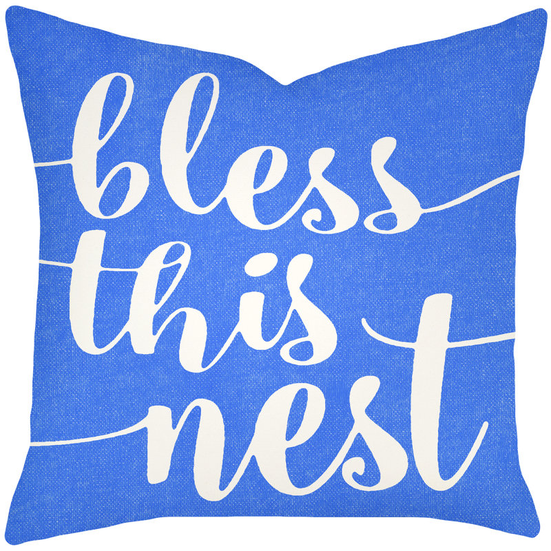 Cotton Throw Pillow, 18" H x 18" W x 6" D, Blue