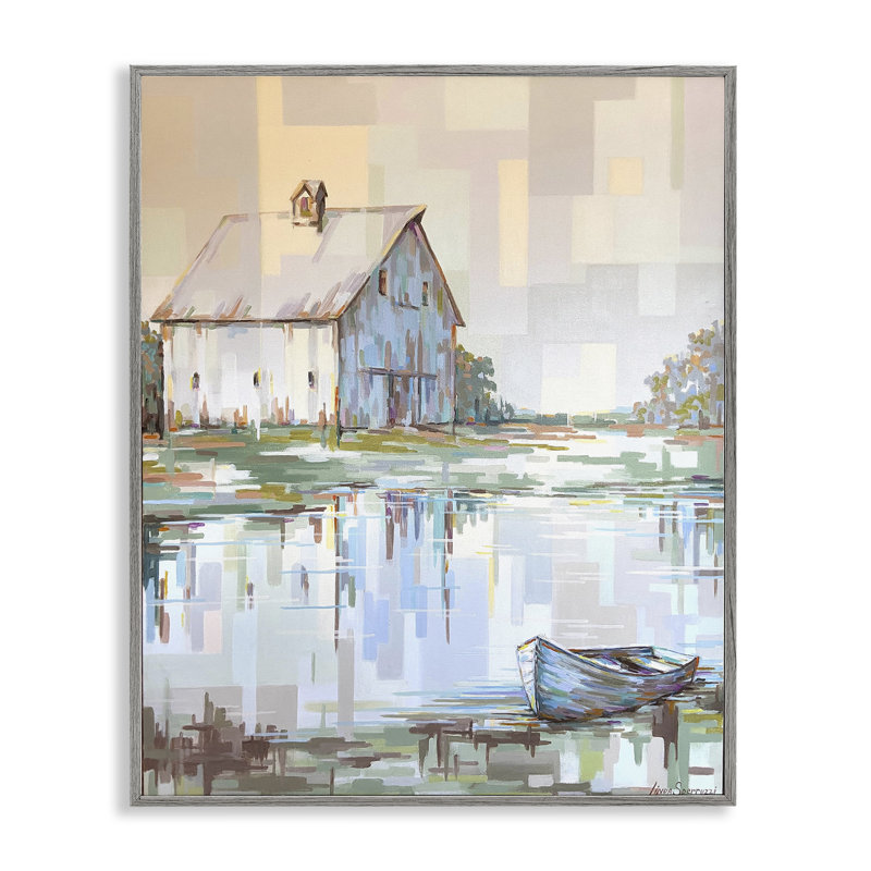 «Barn Reflections Landscape», estampe numérique, design par Linda Sperruche, Estampe numérique Farmhouse, H 14 po x l 11 po