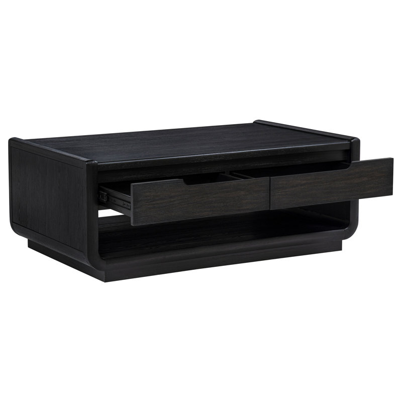 Ensemble de tables basses et de bout 2 tiroirs Lina, 3 tiroirs, tablette ouverte, noir bruni