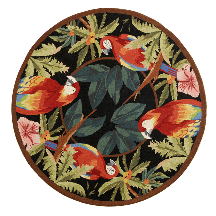 Hogle Hand Hooked Wool Floral Rug