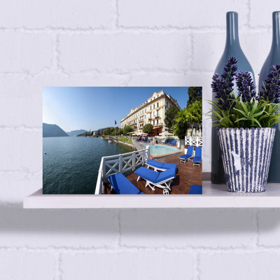 Swimming Pool Into Lake At Villa D'este Hotel, Lake Como, Cernobbio, Lombardy, Italy Abstract Contemporary Landscape Nature Wall Art