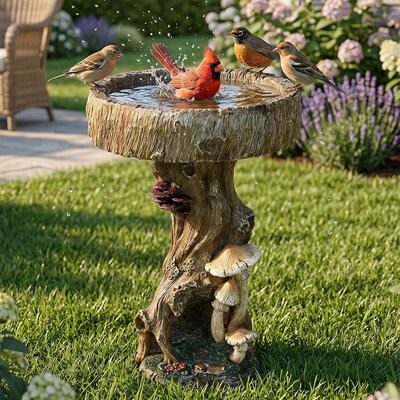 Bird Bath For Outside, 15.7" Dia  Birdbath For Outdoors, Multi-Functional Bird Bath & Feeder Bowl For Garden Patio Yard Lawn Outdoor Decor