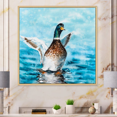 " Mallard Duck Stretching Its Wings " Painting Print