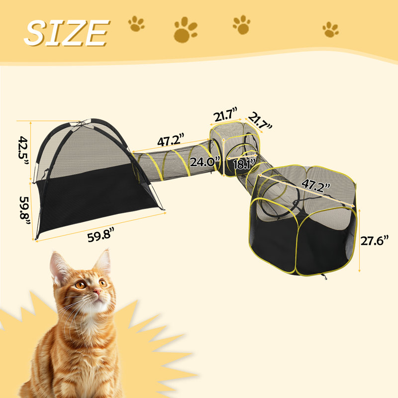 Tente de jeu portative 5 en 1 avec tunnels et maisons pour chat