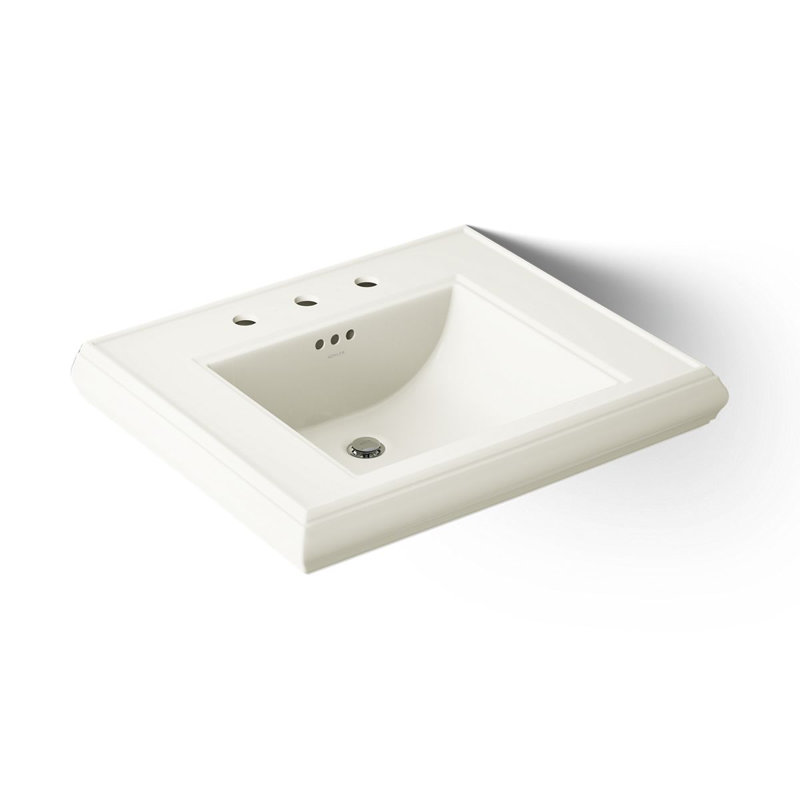 Memoirs Rectangular Pedestal Bathroom Sink with Overflow, Biscuit, 8'' Centers