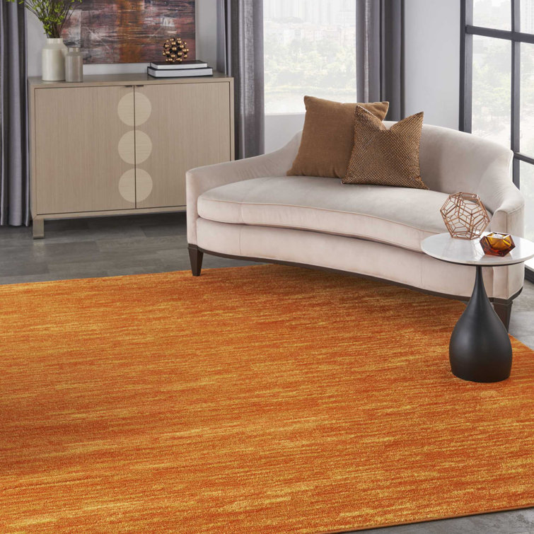 Mullican Sandy Solid Sunburst Orange Easy Care Indoor/Outdoor Area Rug