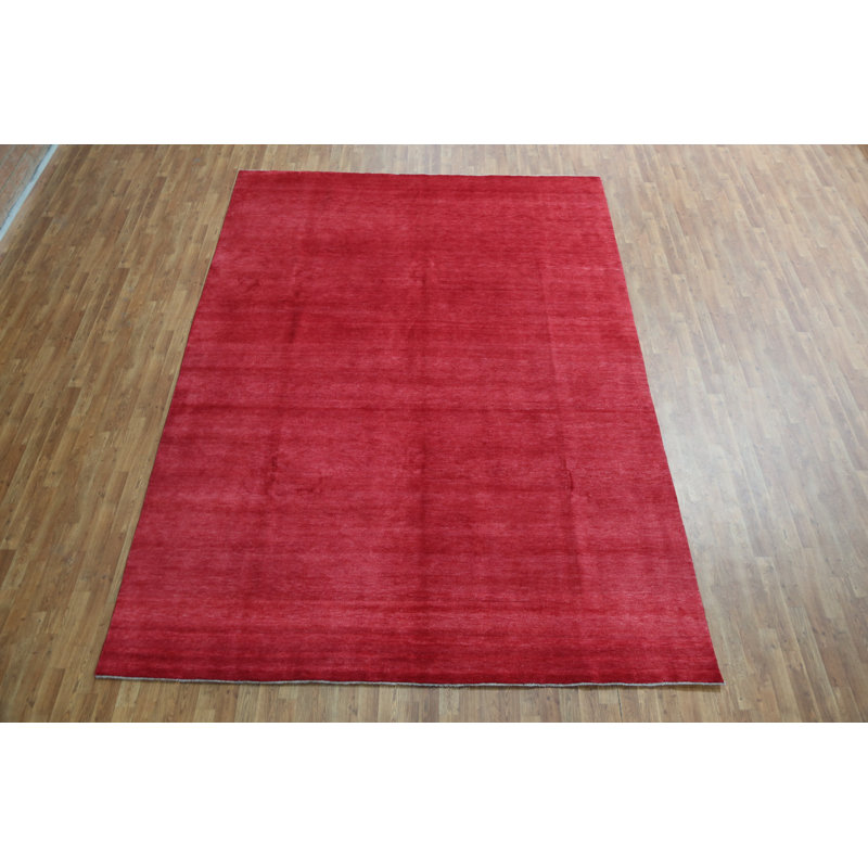 Modern Wool Solid Gabbeh Persian Area Rug 9x12