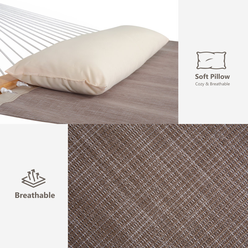 Hamac double avec support Sharena, Couleur brune unie