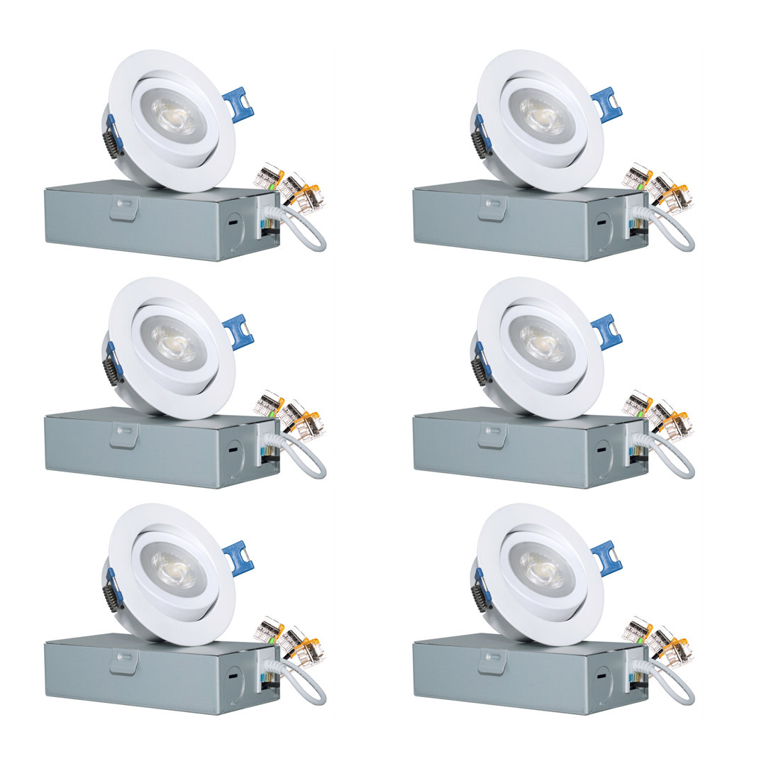 3'' Selectable Color Temperature Dimmable Air-Tight IC Rated LED Canless Recessed Lighting Kit (Set of 6) MW LIGHTING