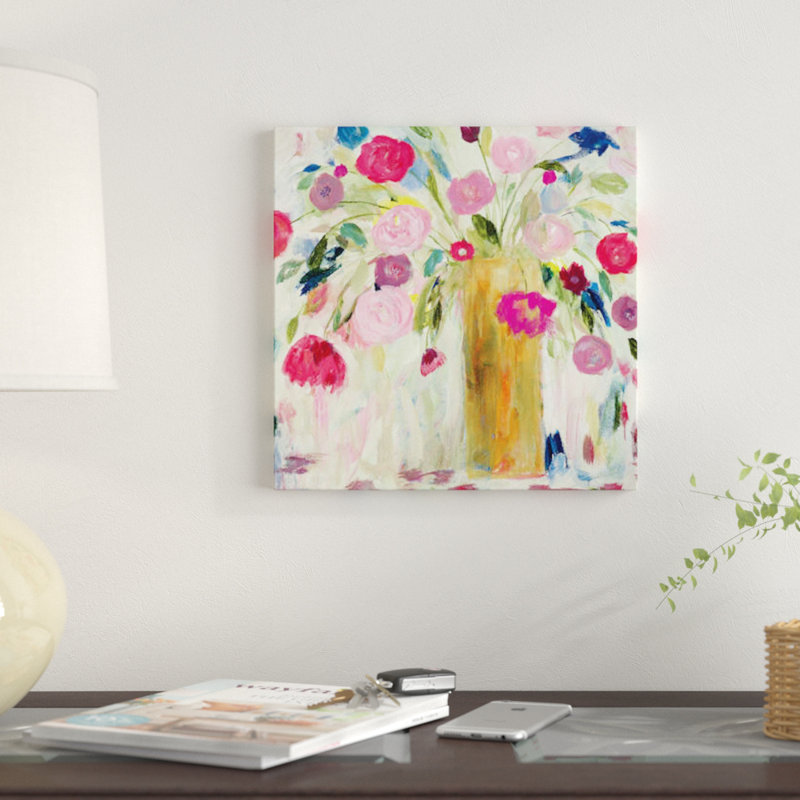 « amitié fleuris », impression sur toile, H 18 po x l 18 po x P 1,5 po, Toile tendue, Pas de tapis