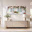 Bougainvilliers roses et géraniums sur blanc, ensemble de 3 toiles murales-131253014