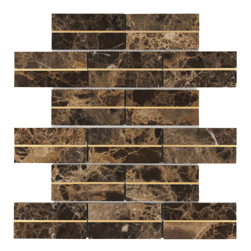 1" x 4" Brick Joint Mosaic Tile, Brown