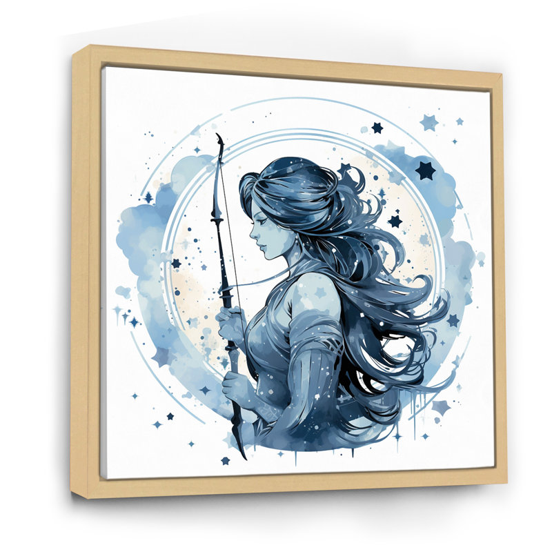 Signe du zodiaque Sagisttarius - impression d'art sur toile, H 16 po x l 16 po x P 1 po, Cadre naturel flottant