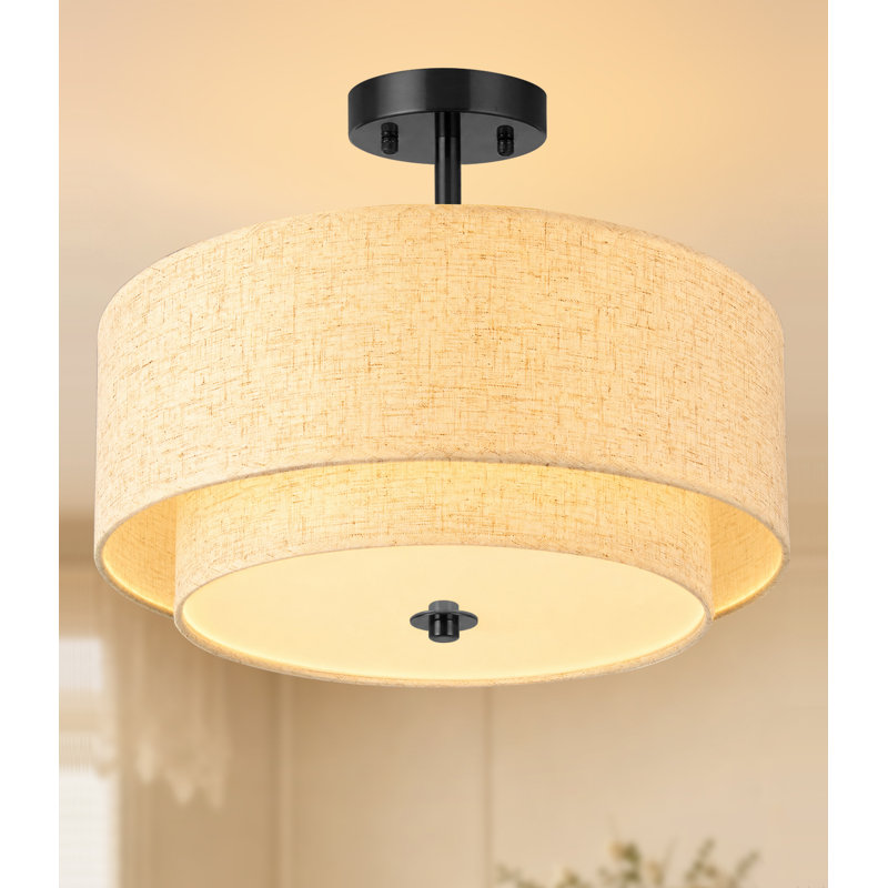 16" Semi Flush Mount Ceiling Light, Black