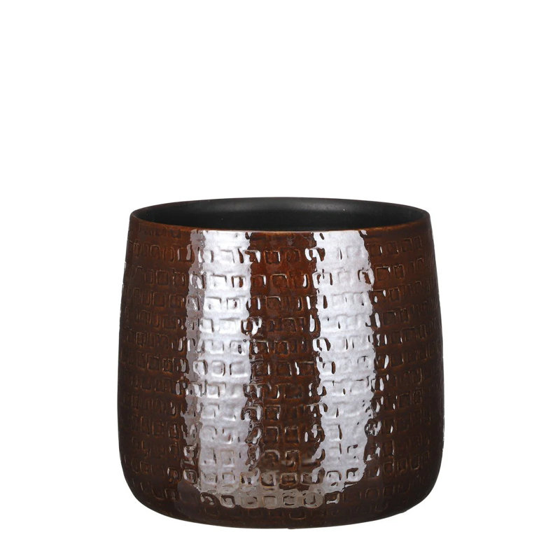Kristine Ceramic Pot Planter, Brown, 23cm H x 28cm W x 28cm D