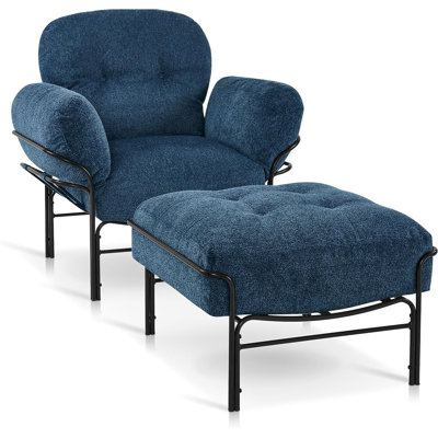 Bunya Modern Accent Chair with Ottoman, Chenille Upholstered Leisure Sofa Chair, Removable and Washable Cushion by Brayden Studio