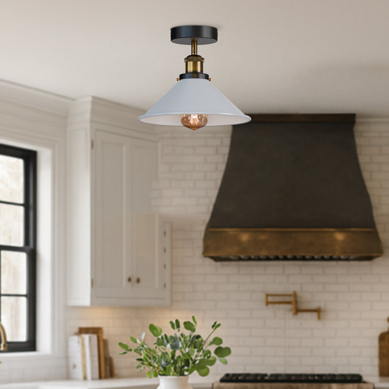 Semi Flush Mount, White, Black