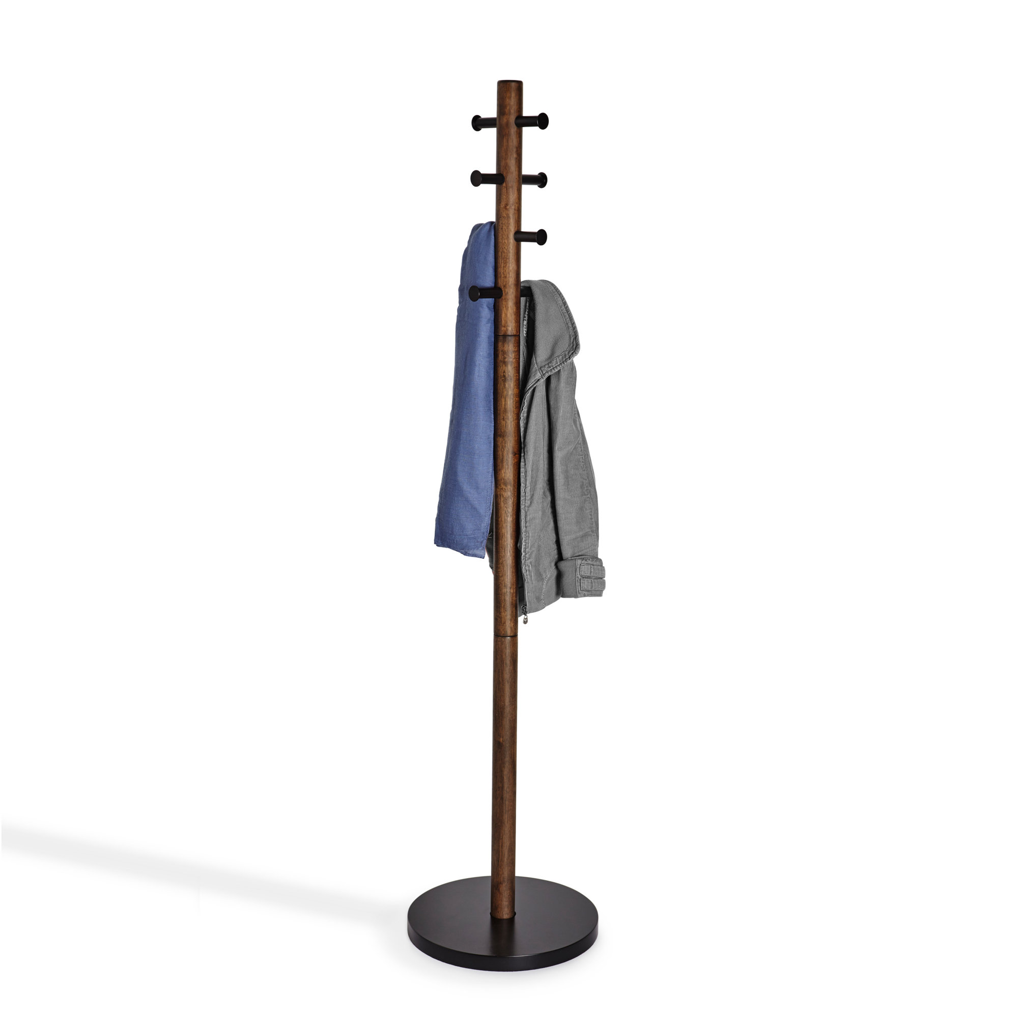 8 - Hook Freestanding Solid Wood Coat Rack, Black