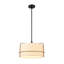 Luminaire suspendu 2 lumières avec abat-jour en tissu blanc cassé avec cadre noir mat et plaque en acrylique gravé