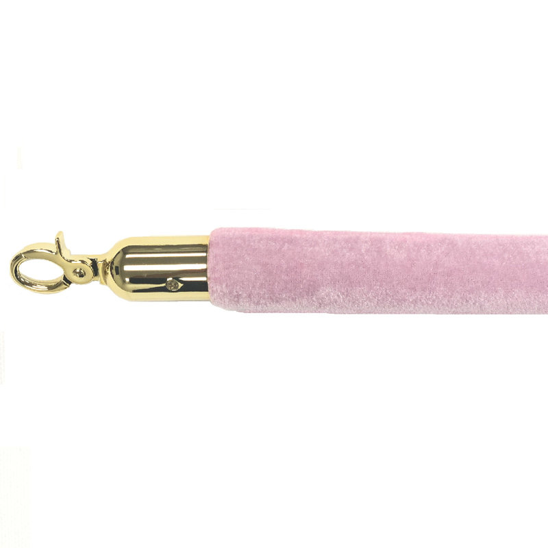 VIP Crowd Control Rope Stanchion (2 Posts/Flat Base + 6' Rope), Gold/Pink