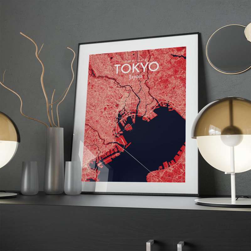 Tokyo City Map In Nautical - No Frame Print, 24cm H x 18cm W x 0.05cm D
