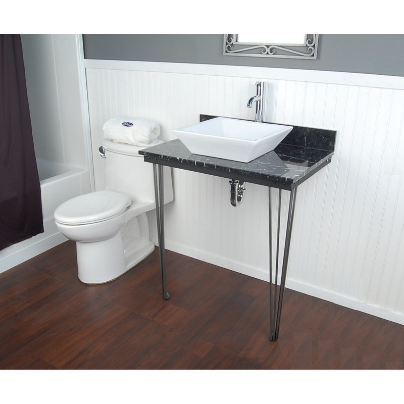 D'Vontz Vitreous China Sinks 16'' Vitreous China Square Bathroom Sink, White