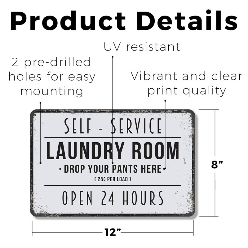 Enseigne en plastique 8 po x 12 po Laundry Room