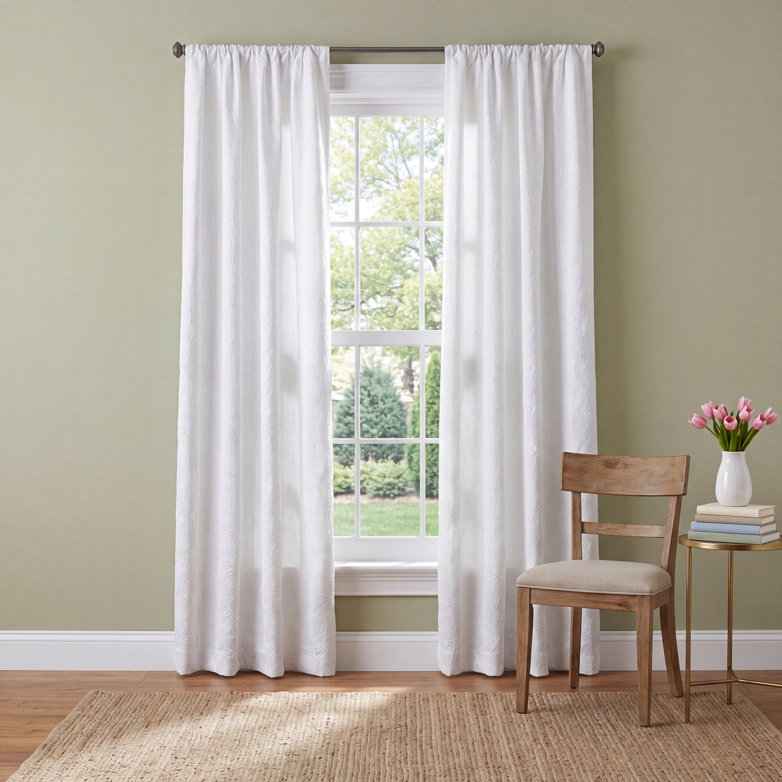 Peri Home Filigree Semi-Sheer Curtain Pair, 38" W x 108" L