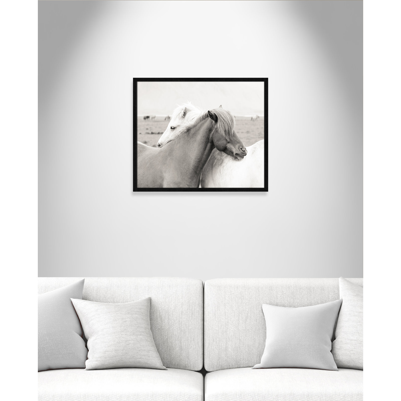 Melanie "Icelandic Meadow Horses" Print, 21.5" H x 25.5" W x 0.75" D, Black Wood Grain Framed