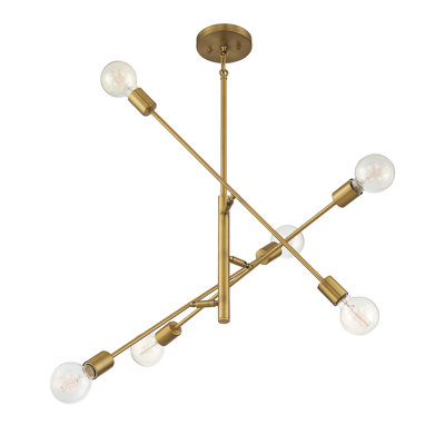 Meridian 6-Light Chandelier in Natural Brass