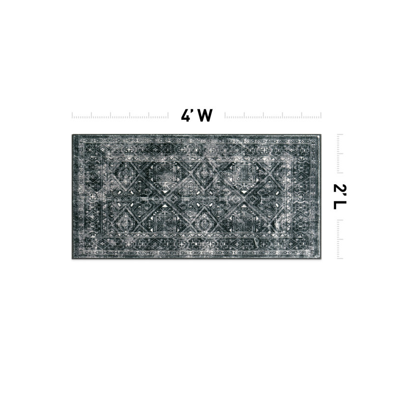 Tapis transitionnel bohémien délavé et antidérapant, Tapis de couloir 2 pi x 4 pi