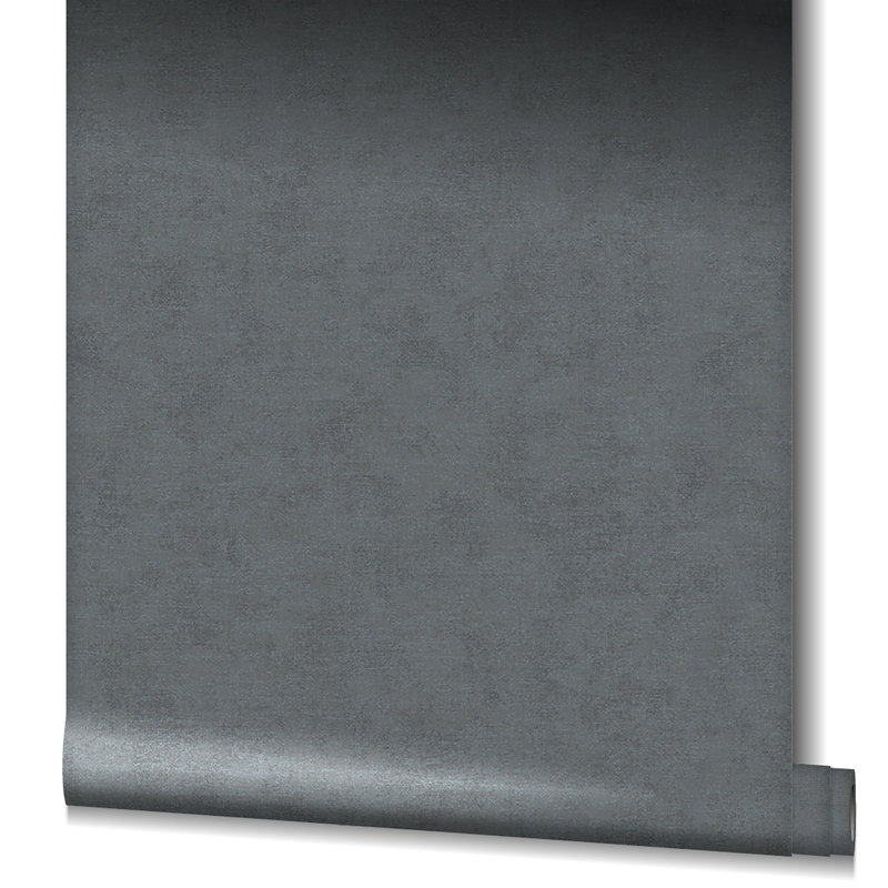 Flora Collection Shimmery Plain Wallpaper Roll, Black