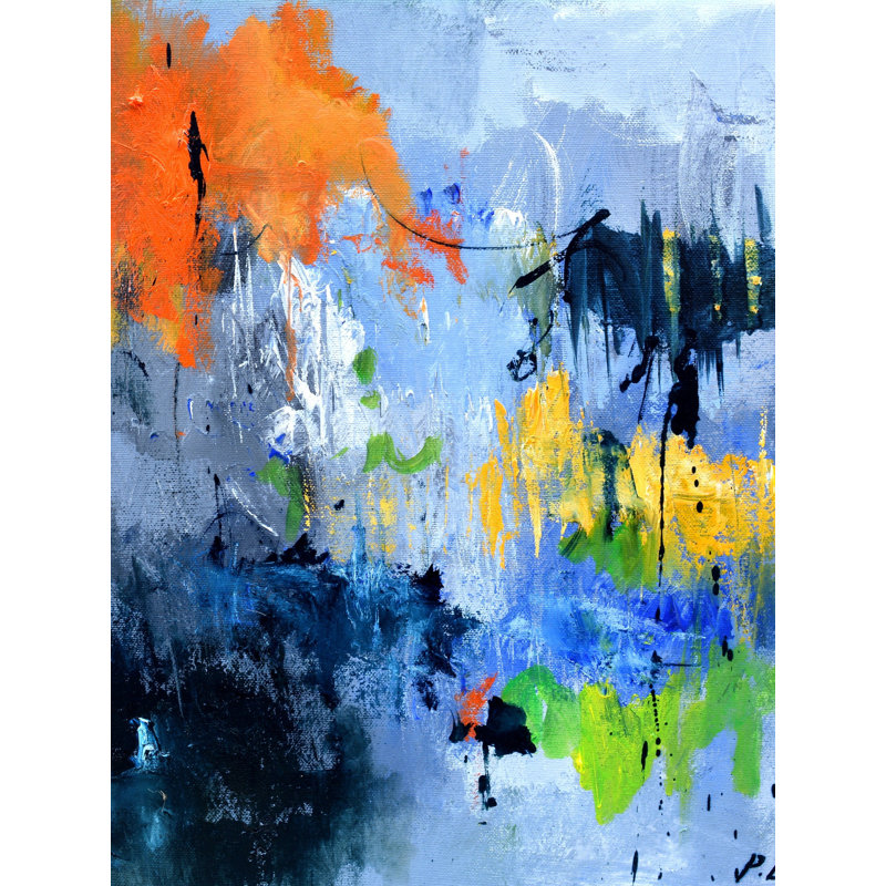 «Garden Colous» par Pol Ledent - Peinture, H 31,25 po x l 25,25 po, Papier avec cadre noir