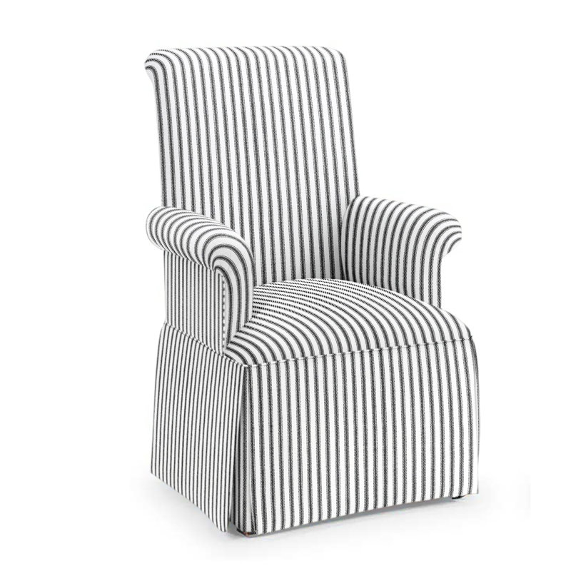 Gina Upholstered Arm Chair, Black Cotton