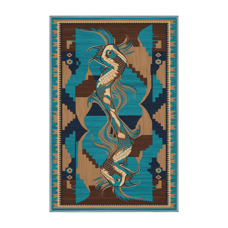 Tapis lavable Koi Fish Southwestern, Rectangulaire 2 pi x 3 pi
