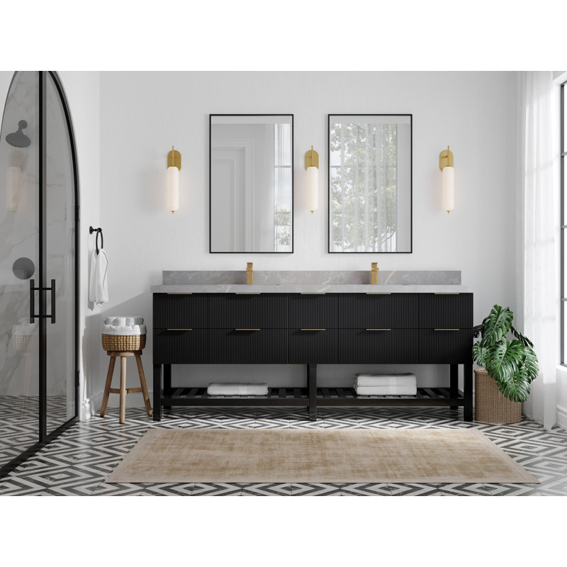 84'' Double Bathroom Vanity with Quartz Top