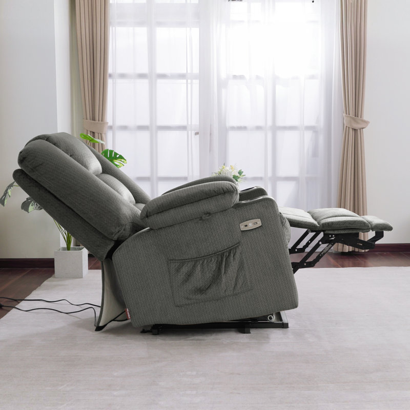 Power Lift Recliner Chair with Massage and Heat, Fabric, Gray