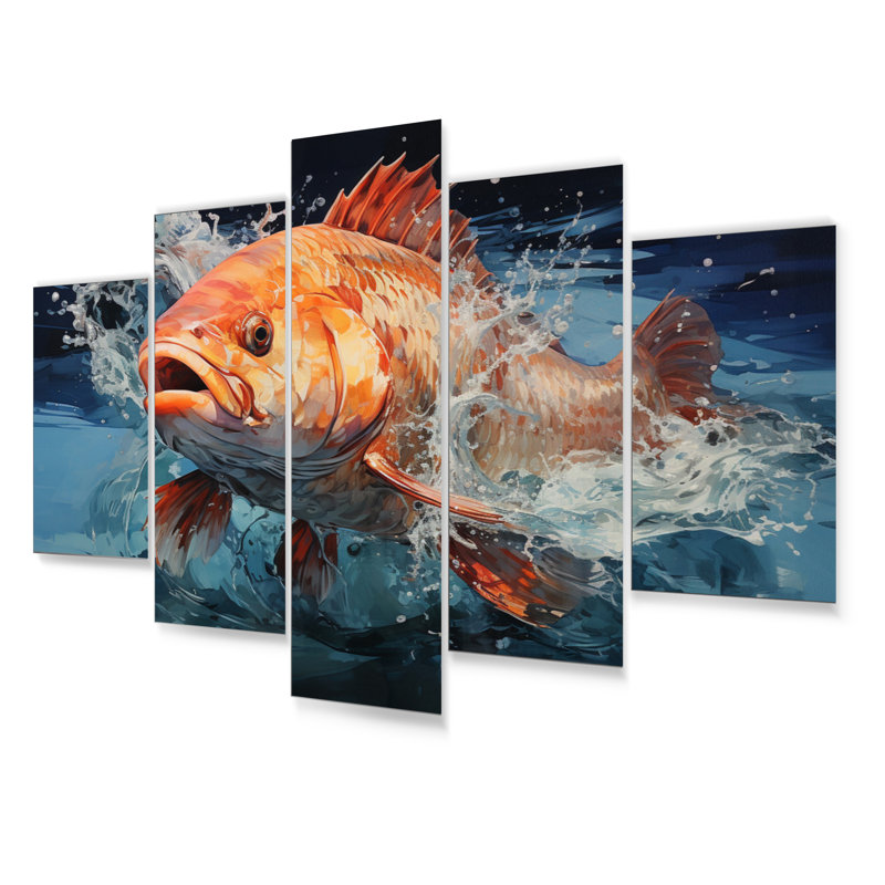 «Fishing Colorful Catch - Sports», ensemble de reproductions d'art en métal