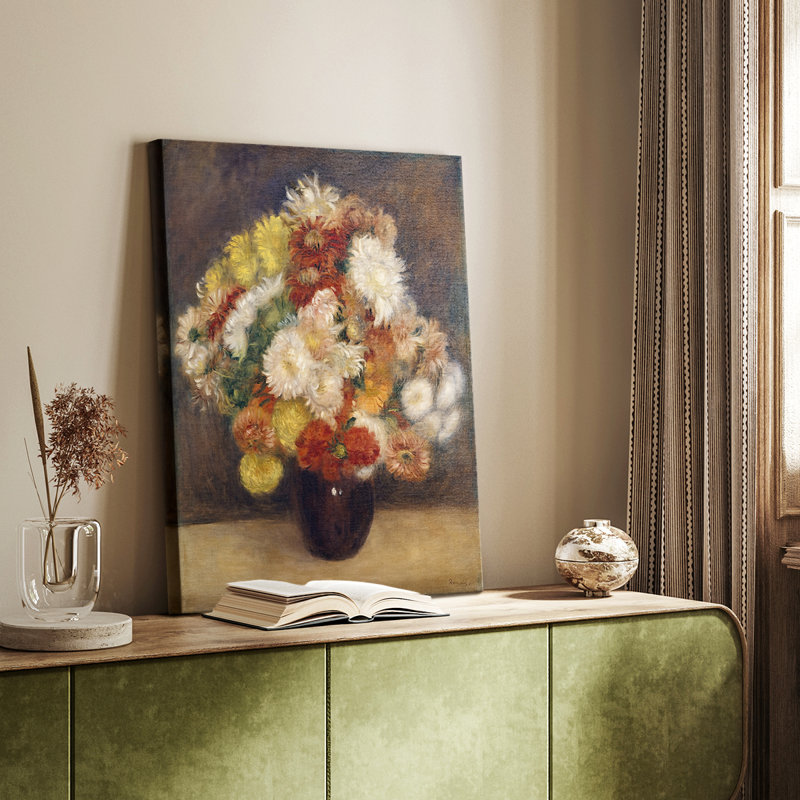 Bouquet de chrysanthèmes - Toile tendue avec châssis par Pierre-Auguste Renoir, 12 x 18