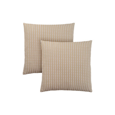 Set of 2 Brown and Beige Square Decorative Throw Pillows with Inserts, 18" x 18" x 6"