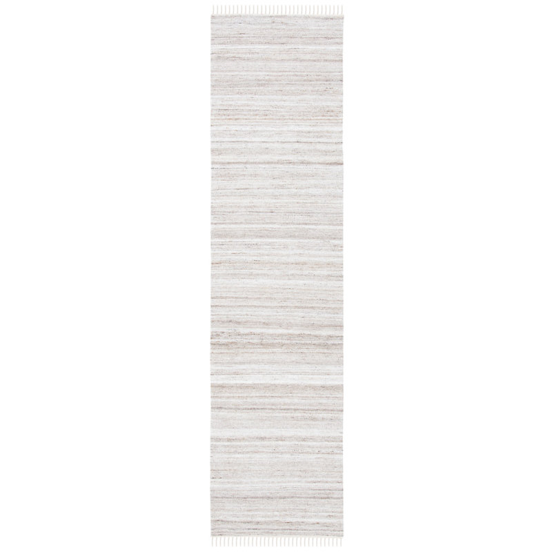 Kilim Hand Loomed Wool/Cotton Rug in Ivory/Brown, Runner 2'3" x 9'
