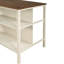 Îlot de table de salle à manger en bois massif rustique 45 po noyer et blanc crème avec 2 tablettes ouvertes pour espaces compacts