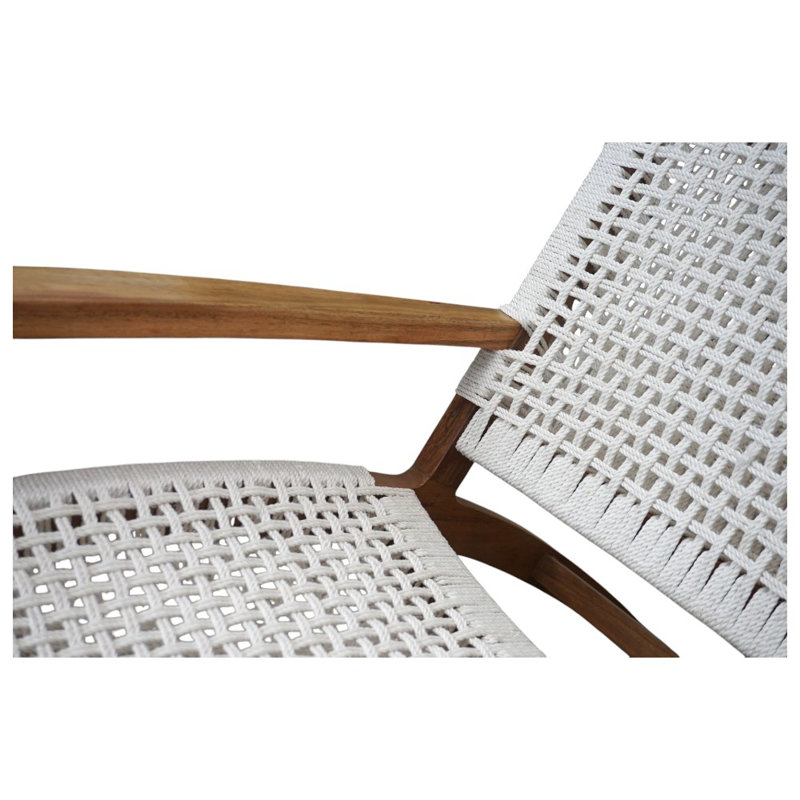 Chaise inclinée fabriquée à la main avec repose-pieds en bois massif tissé à la main
