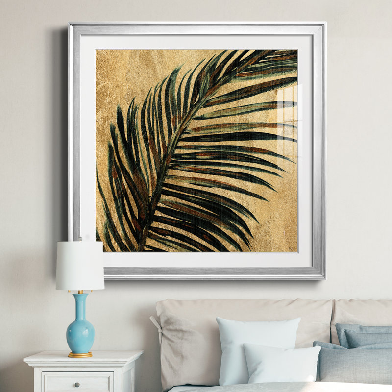 Lush Palm I - peinture encadrée, H 26,5 po x l 26,5 po x P 1,5 po, Encadrement argenté