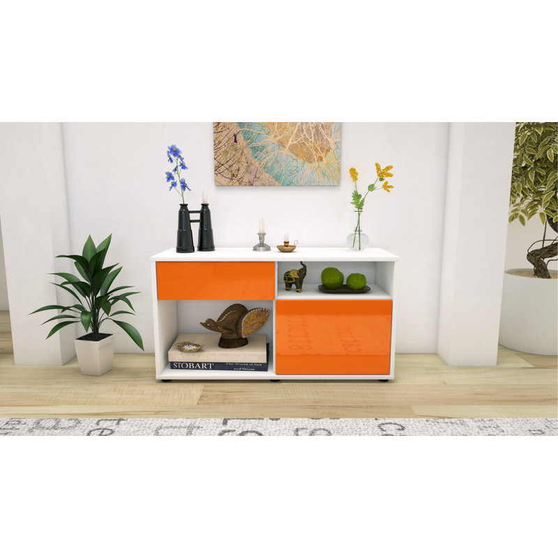 Stephan 92cm W 1 - Drawer Chest of Drawers, High-gloss Orange / Matte White