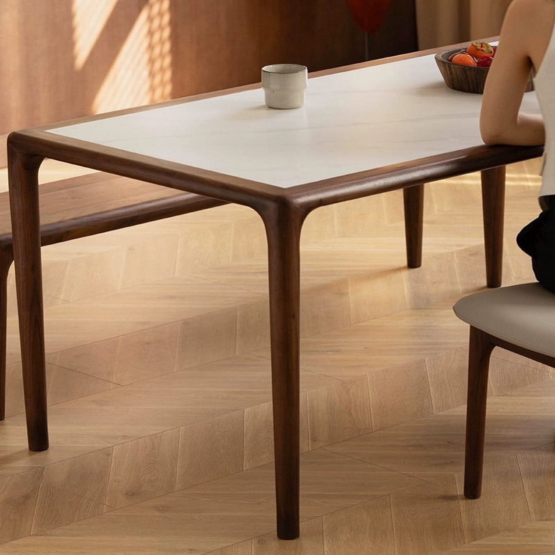 Table de salle à manger en bois de noyer massif, H 29,52 po x L 70,86 po x l 31,49 po