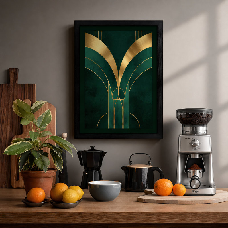 Golden Arches Art Deco - Framed Print, Black, A4 - 29.7 x 21.0 cm