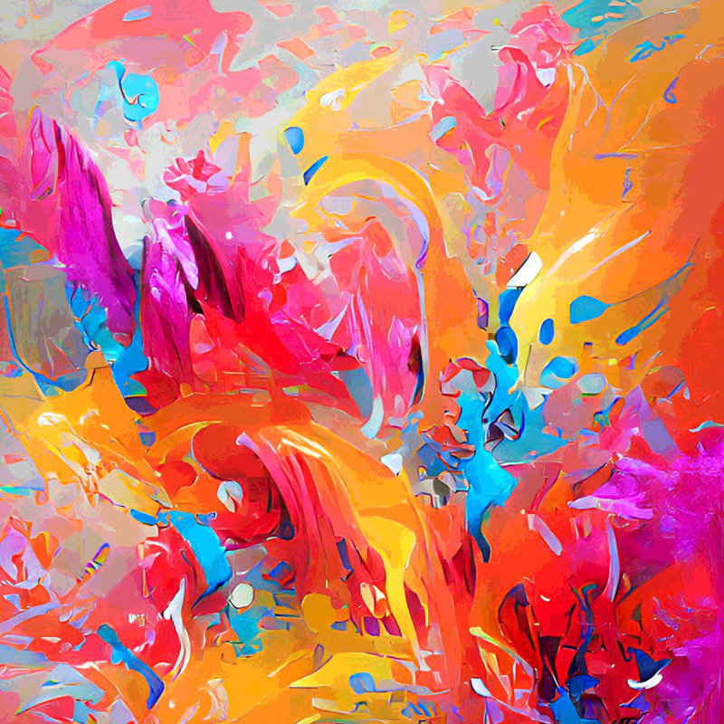 Abstrait coloré, H 30 po x l 30 po