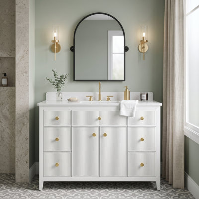 Ensemble de meuble-lavabo simple encastré blanc avec miroir Jacopo Carrara
